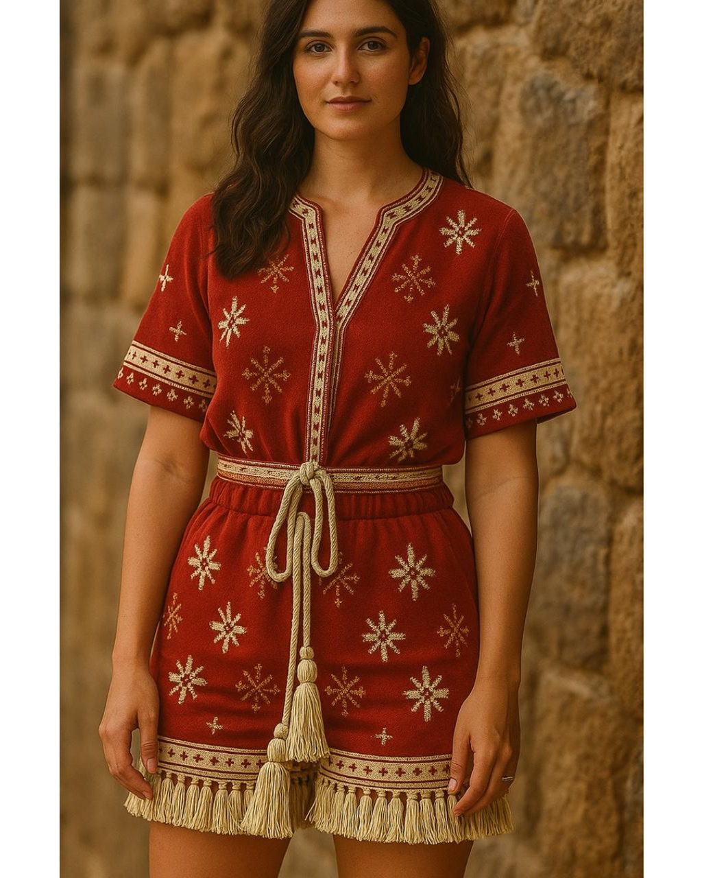 Negrita Boho Holiday Set - Red & Cream