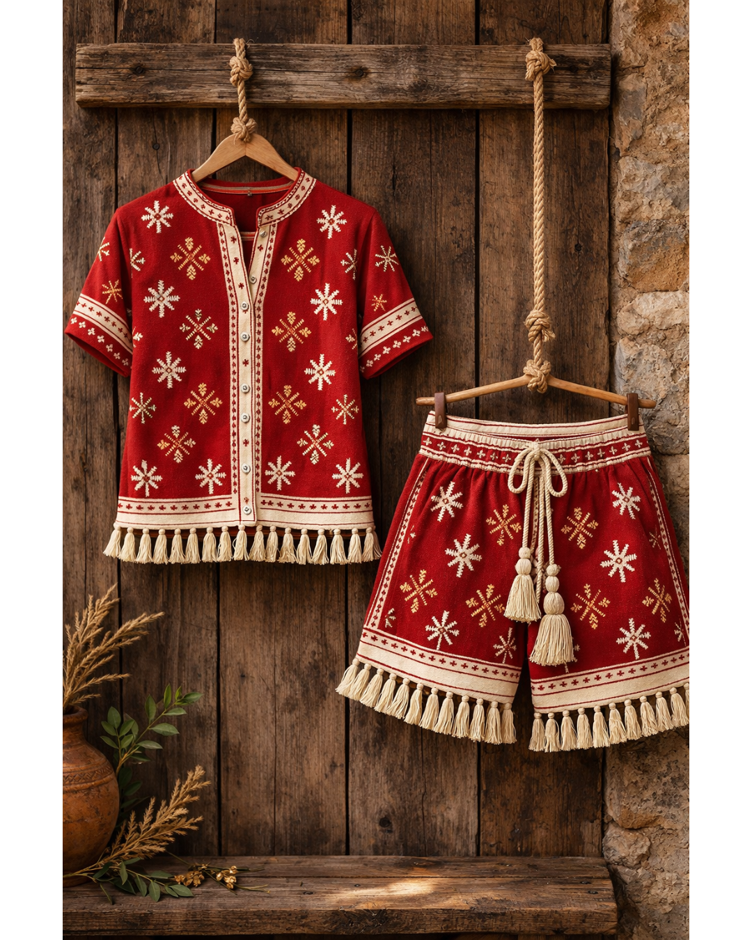 Negrito Boho Holiday Set - Red & Cream