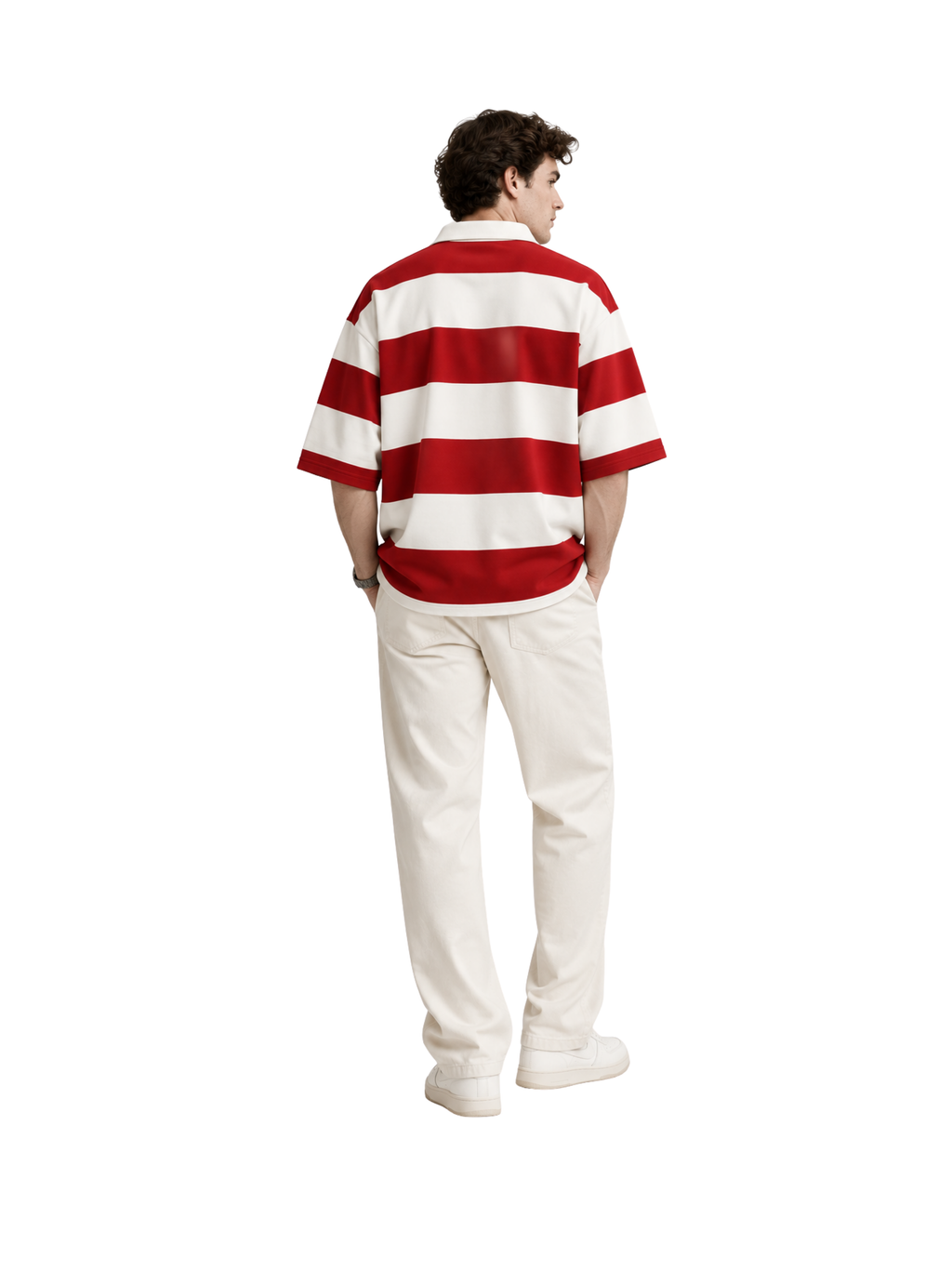 Unisex Oversized Striped Polo