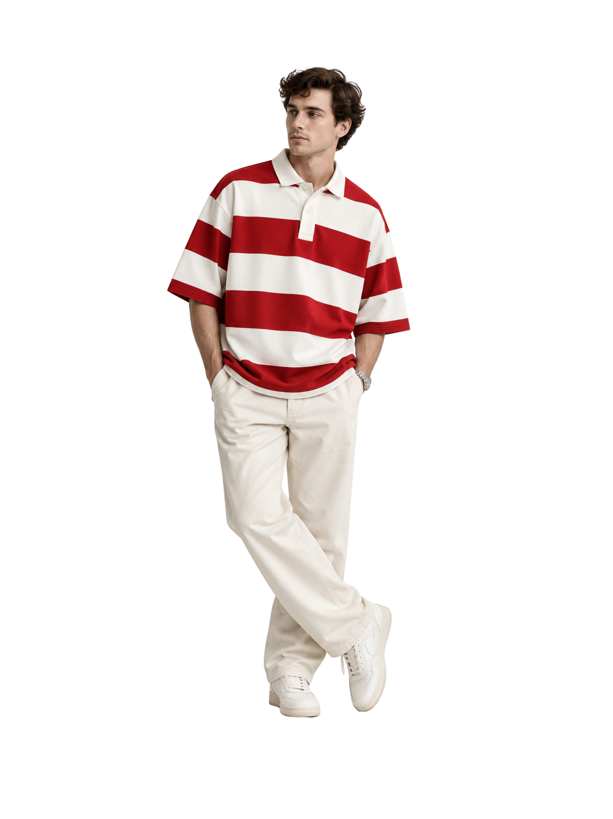 Unisex Oversized Striped Polo